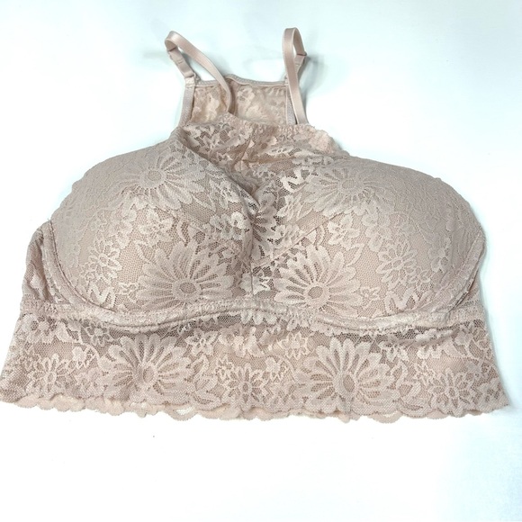 PINK Victoria's Secret Other - PINK Victorias Secret Small Pushup Lace Bralette Bra Pink Floral Lace #3040